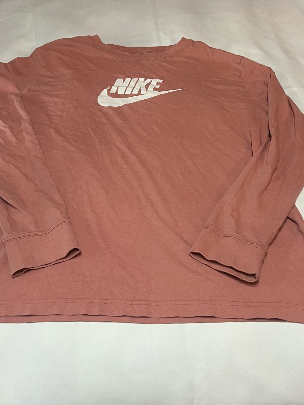 Nike Long Sleeve Tee in Dusty Rose with White Swoosh